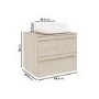 600mm Light Wood Effect Wall Hung Countertop Vanity Unit with Basin - Boston