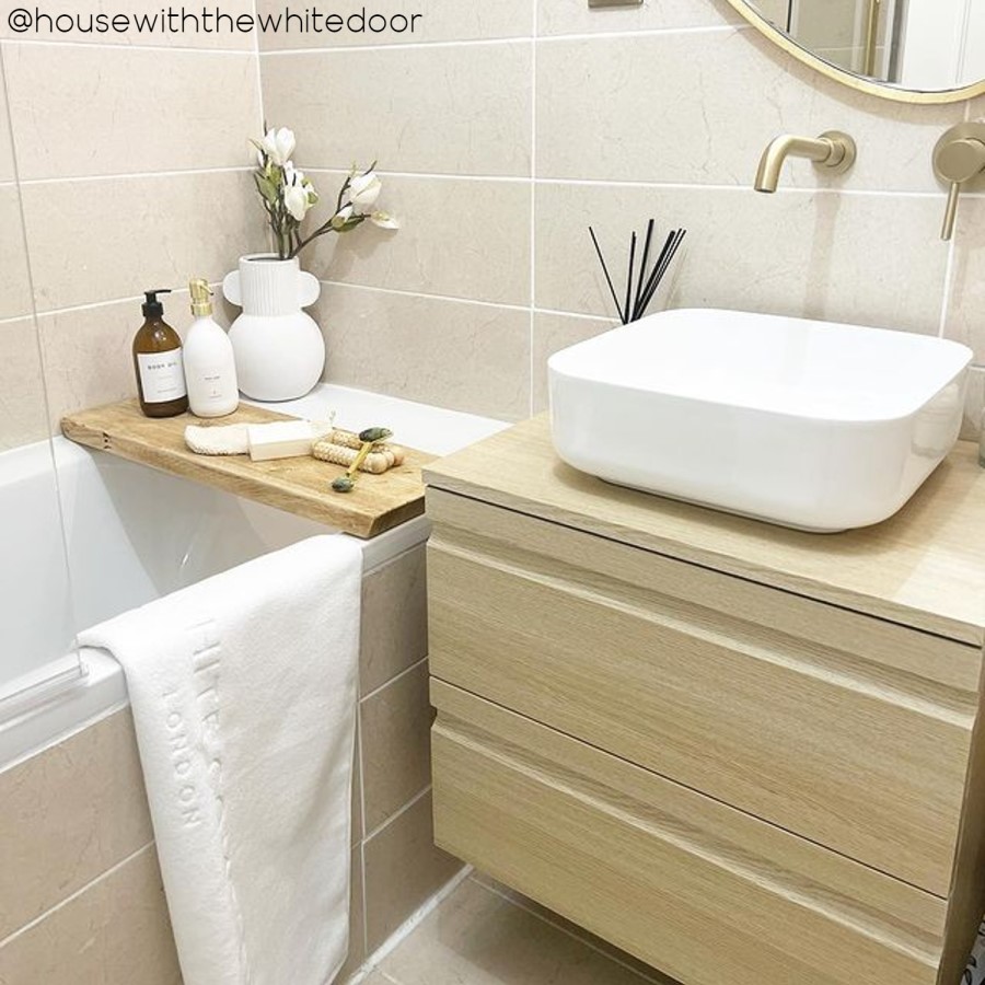 600mm Light Wood Effect Wall Hung Countertop Vanity Unit with Basin - Boston