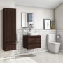 600mm Dark Wood Effect Wall Hung Countertop Vanity Unit with Basin - Boston