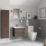 600mm Dark Wood Effect Wall Hung Vanity Unit with Basin - Boston