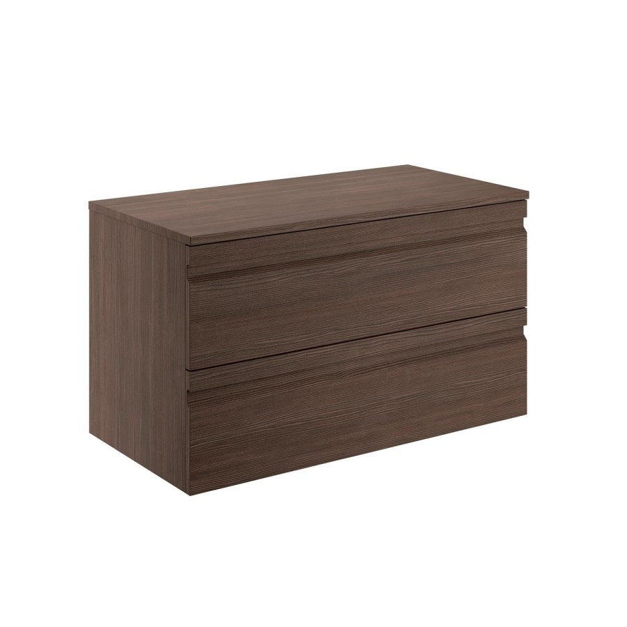 900mm Wall Hung 2 Drawer Vanity Unit Dark Oak - Boston