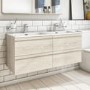 1200mm Light Wood Effect Wall Hung Double Vanity Unit with Basins - Boston