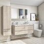 1200mm Light Wood Effect Wall Hung Double Vanity Unit with Basins - Boston