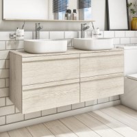 1200mm Wall Hung Vanity Unit with Countertop Basin Light Oak - Boston