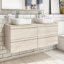1200mm Wall Hung Vanity Unit with Countertop Basin Light Oak - Boston