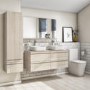1200mm Wall Hung Vanity Unit with Countertop Basin Light Oak - Boston