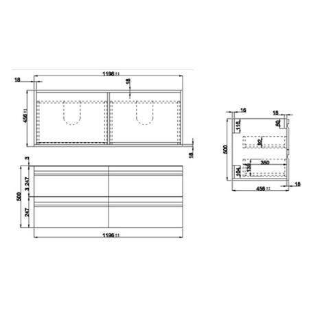 1200mm Wall Hung Vanity Unit with Countertop Basin Light Oak - Boston