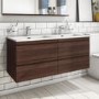 1200mm Dark Wood Effect Wall Hung Double Vanity Unit with Basin - Boston
