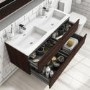 1200mm Dark Wood Effect Wall Hung Double Vanity Unit with Basin - Boston
