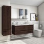 1200mm Dark Wood Effect Wall Hung Double Vanity Unit with Basin - Boston