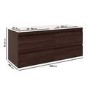 1200mm Dark Wood Effect Wall Hung Double Vanity Unit with Basin - Boston