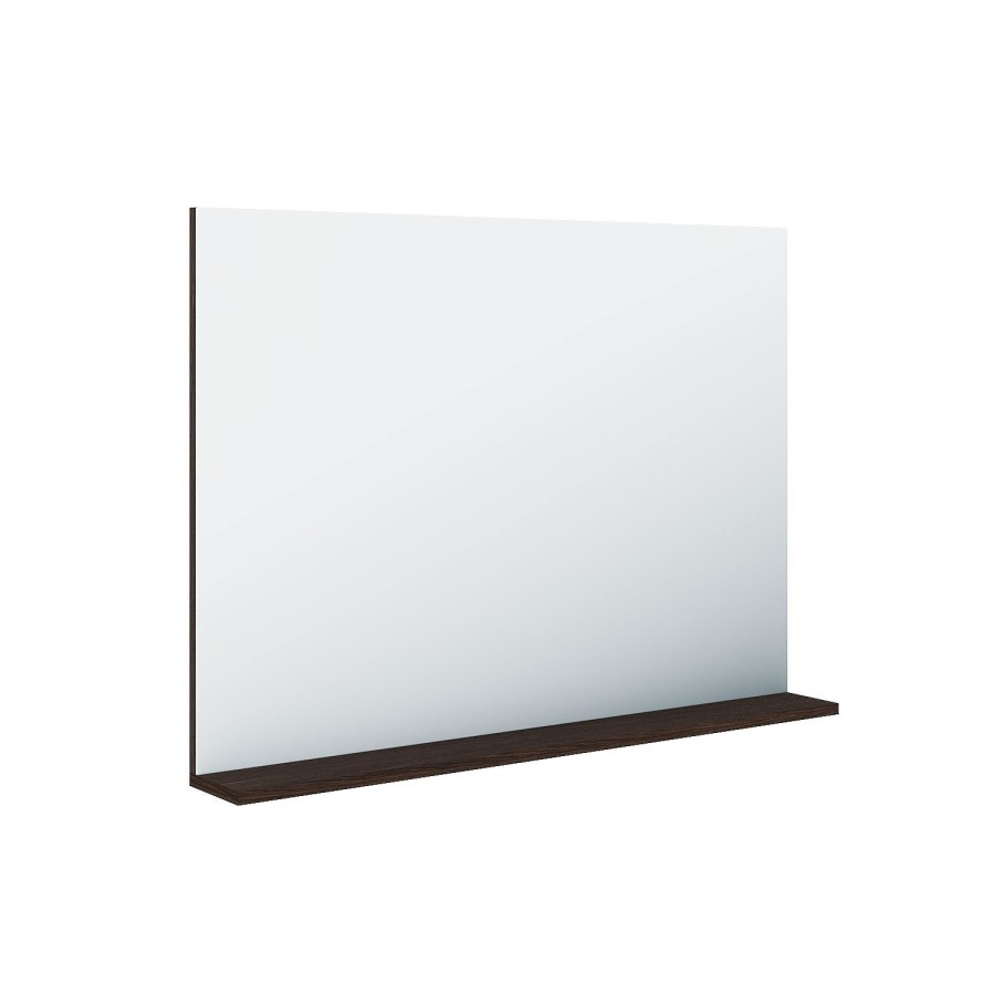 Rectangular Dark Oak Mirror With Shelf 65 x 90cm - Boston