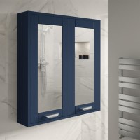 600mm Wall Hung Mirrored Cabinet - Indigo Blue Unit Modern Handles - Nottingham Range