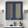 600mm Wall Hung Mirrored Cabinet - Indigo Blue Unit Modern Handles - Nottingham Range