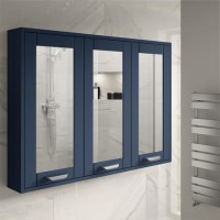 900mm Wall Hung Mirrored Cabinet - Indigo Blue 3 Door Traditional Handle - Nottingham Range 900mm Wall Hung Mirrored Cabinet - Indigo Blue 3 Door Traditional Handle - Nottingham Range