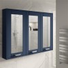 900mm Wall Hung Mirrored Cabinet - Indigo Blue 3 Door Traditional Handle - Nottingham Range