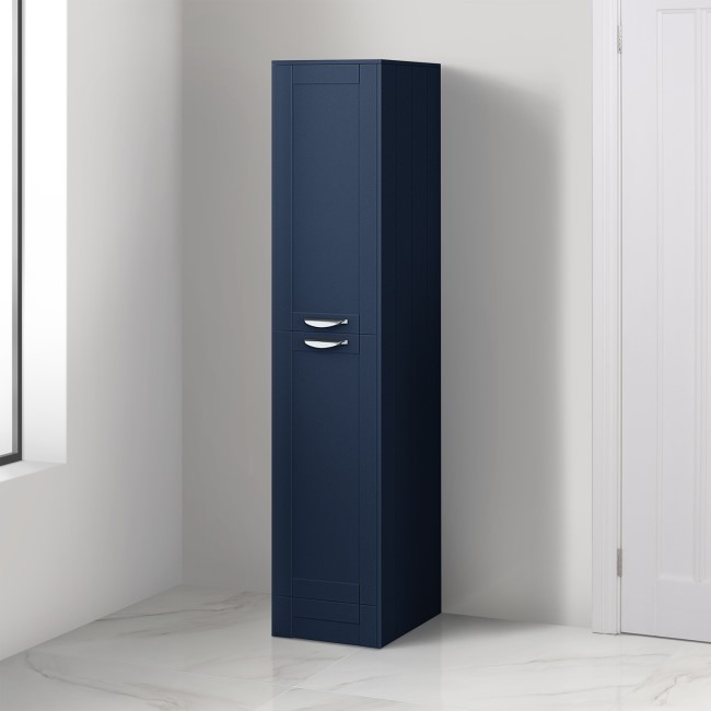 Nottingham 1400mm Floor Standing Storage Unit - Indigo Blue Modern Handle