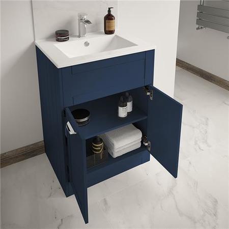 600mm Floorstanding Vanity Unit with Basin - 2 Door - Indigo Blue - Nottingham Range