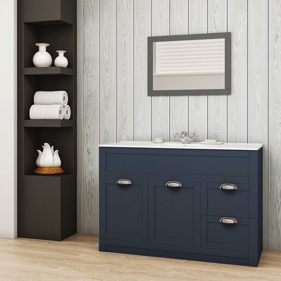 1000mm Vanity Basin Unit Indigo Blue Modern Handle Nottingham Range