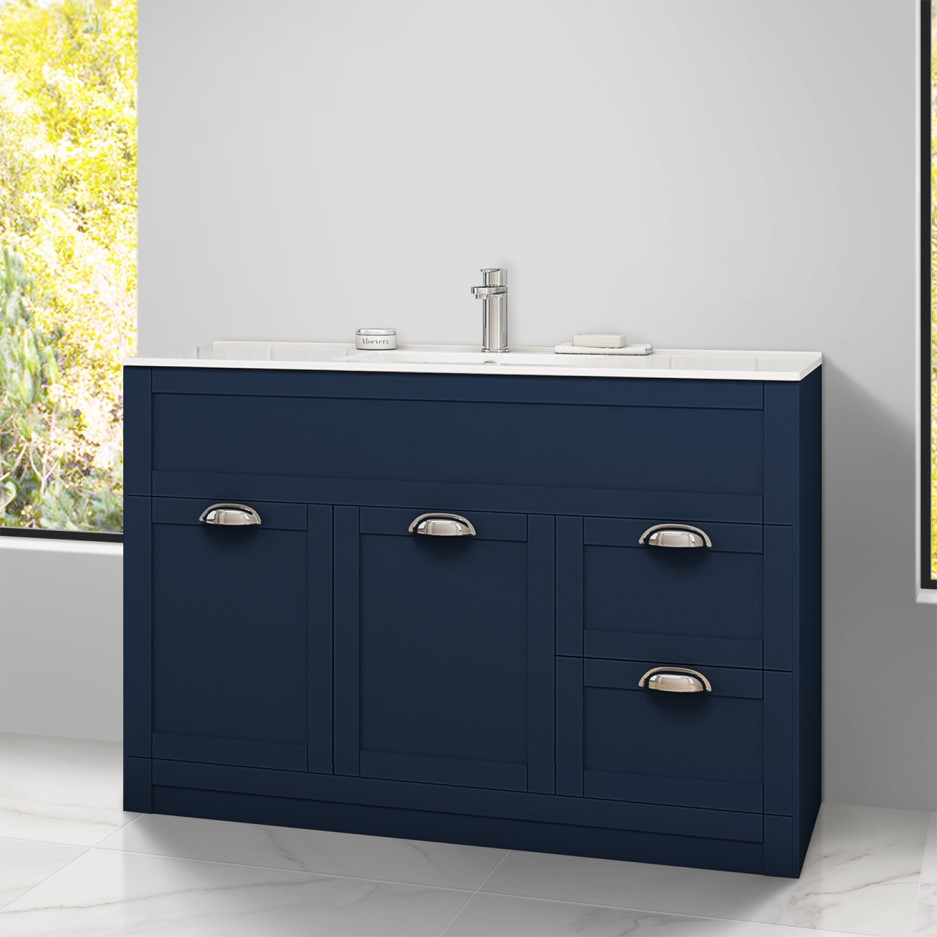 1000mm Vanity Basin Unit Indigo Blue Modern Handle