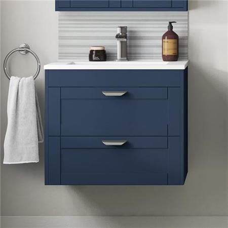 Nottingham Indigo Blue 600 Two Drawer Wall Hung Vanity