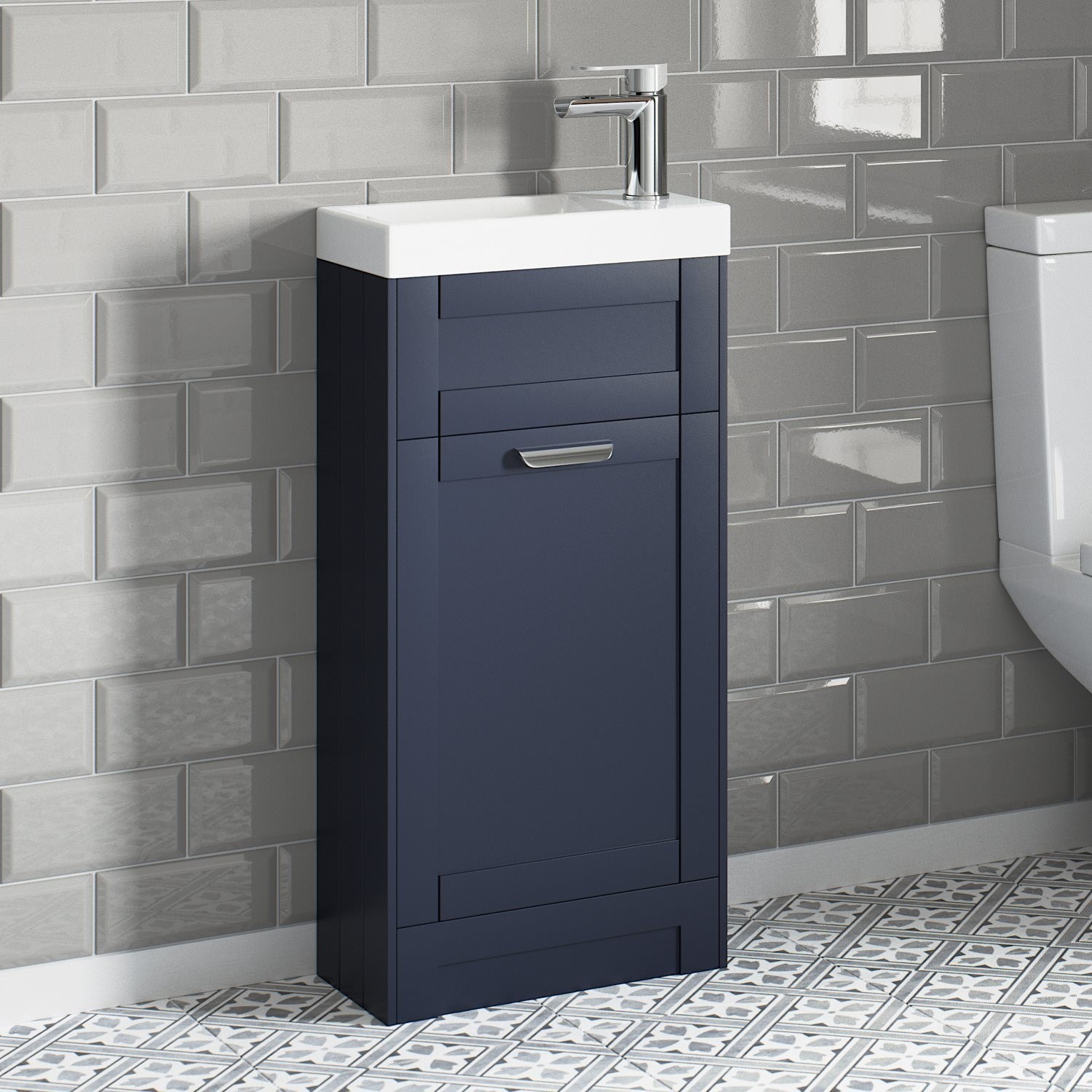 Nottingham Indigo Blue 400 Vanity Unit Modern Door Handle Better