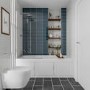 New Haven Left Hand Straight Bath with Storage and Curved Bath Screen - 1700 x 765mm