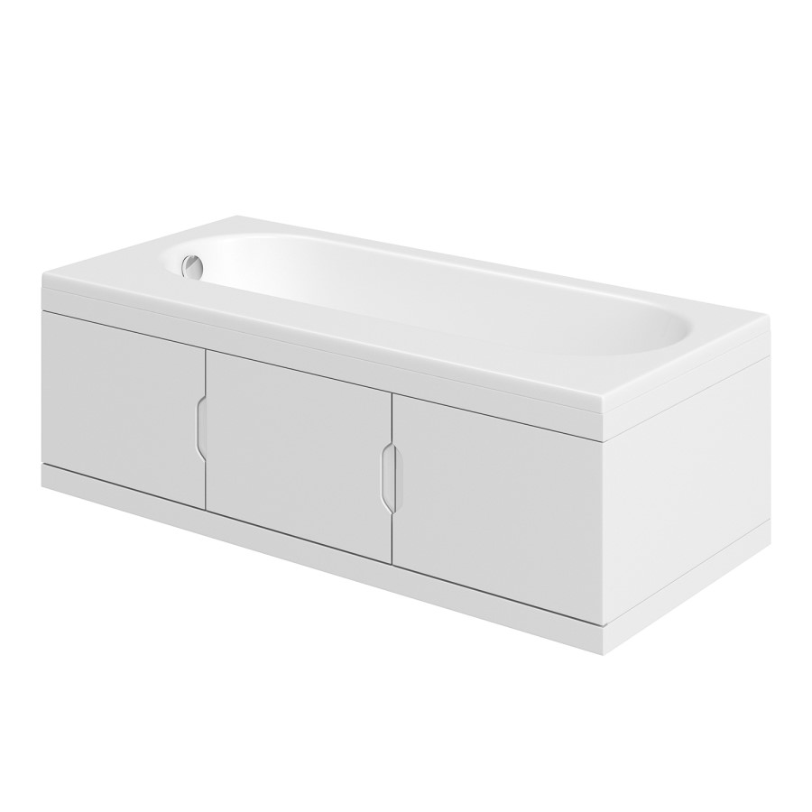 New Haven Left Hand Straight Bath with Storage and Curved Bath Screen - 1700 x 765mm