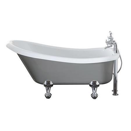 Grey Freestanding Slipper Bath With Chrome feet - L1500 x W750mm - Nottingham