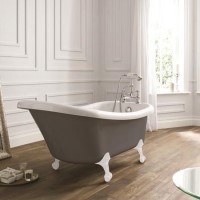 Nottingham Freestanding Single Ended Slipper Bath Grey with White Feet - 1500 X 750mm