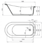 Nottingham Freestanding Single Ended Slipper Bath Grey with White Feet - 1500 X 750mm