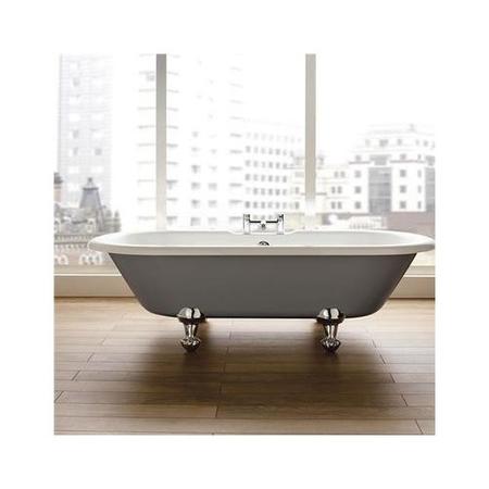 Grey Freestanding Straight Bath with Chrome Feet - L1700 x W750mm - Nottingham