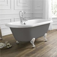 Nottingham 1700 x 750 x 450 Straight Freestanding Dove Grey Bath With White Feet