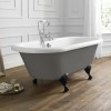Grey Freestanding Straight Bath with Black Feet - L1700 x W750mm - Nottingham Range