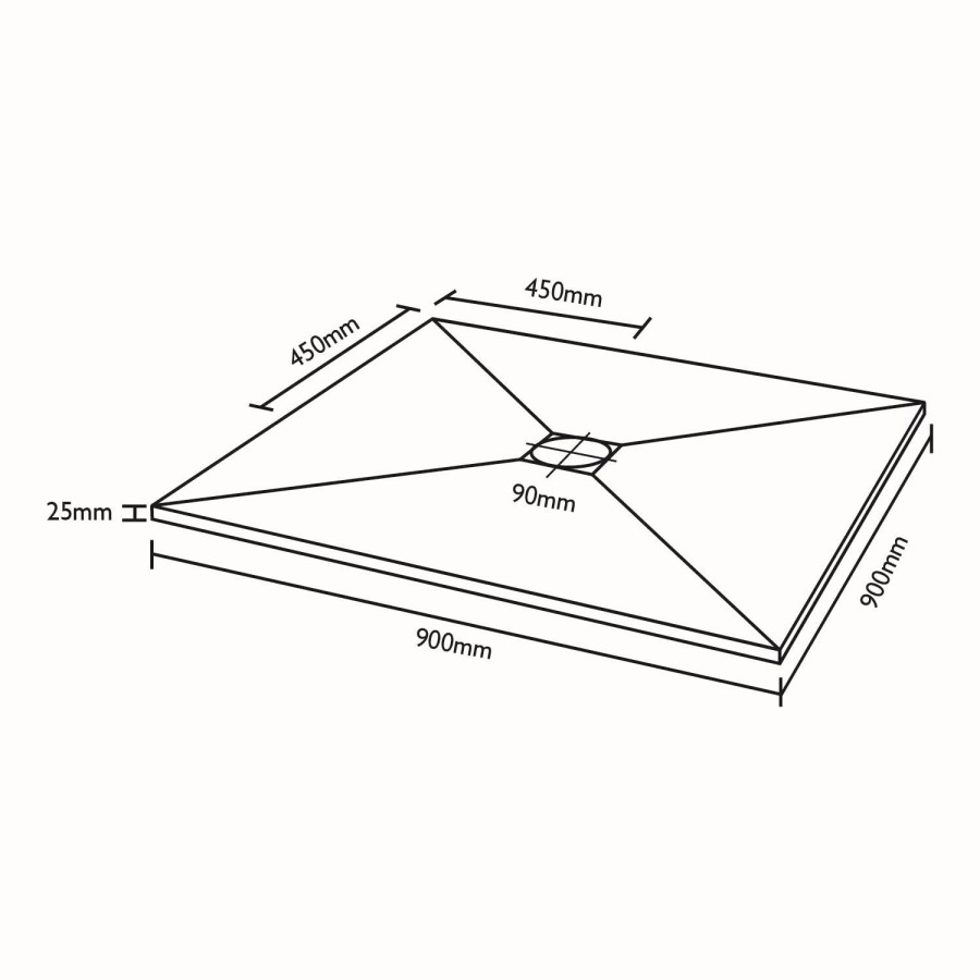 GRADE A1 - 900 x 900 Ultra Low Profile Shower Tray - Silhouette