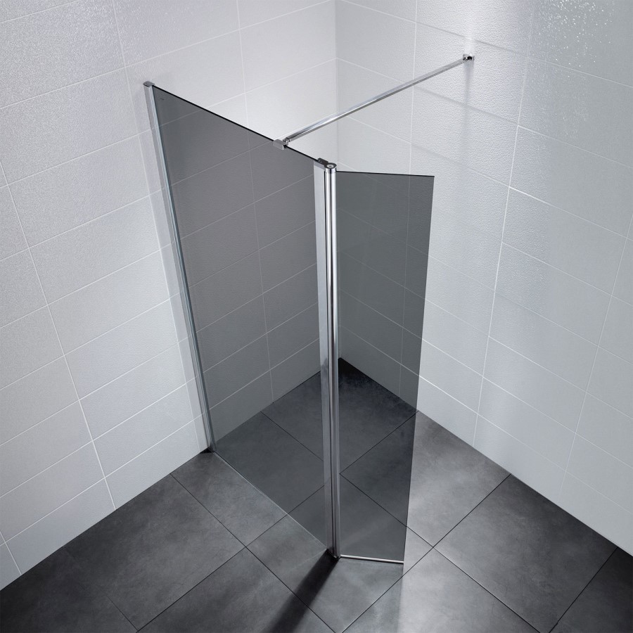 Neptune Walk In Shower Enclosure with Return Panel - 1850 x 900mm - 8mm Smoked Glass