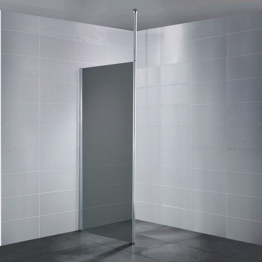 Neptune 900mm Smoked Glass Walk in Screen with Ceiling Post