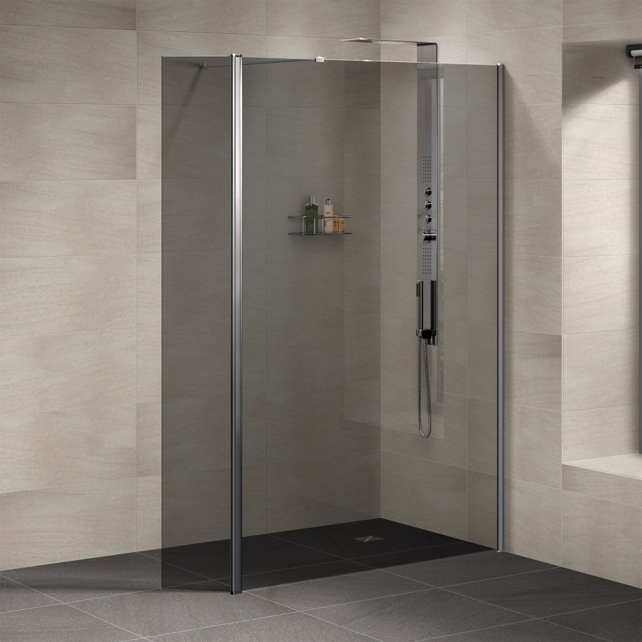 1850 x 1200mm Walk-In Enclosure with Return Panel Smoked Glass - Neptune