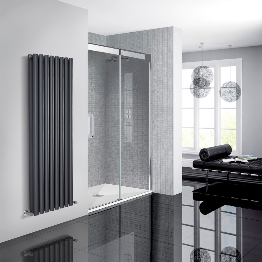 1200mm Smoked Glass Sliding Door Right Hand - Neptune