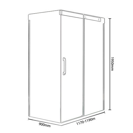 900 x 1200mm Smoked Glass Sliding Door Right Hand Shower Enclosure - Neptune