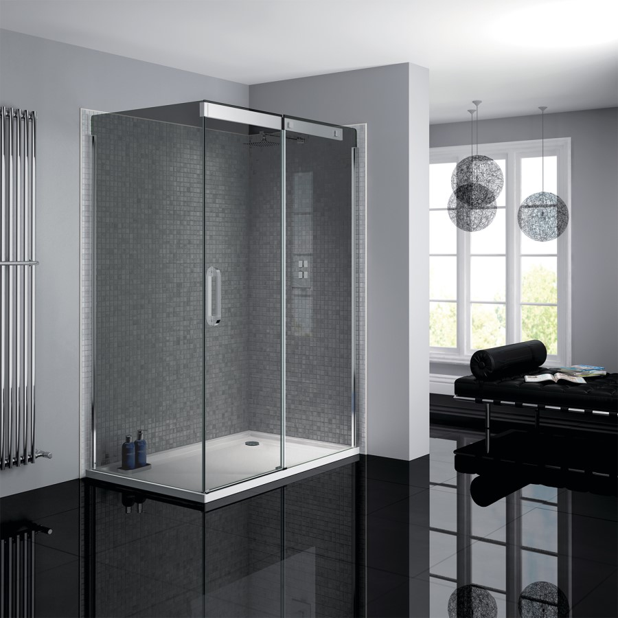 800 x 1200mm Smoked Glass Sliding Door Right Hand Shower Enclosure - Neptune