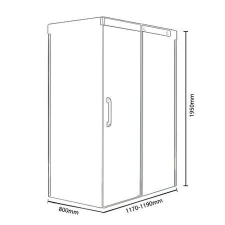 800 x 1200mm Smoked Glass Sliding Door Right Hand Shower Enclosure - Neptune