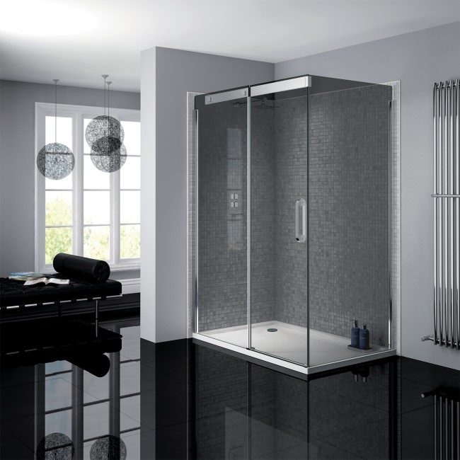 Sliding Door Shower Enclosure  Left Hand 900 x 1400mm - 8mm Glass - Neptune Range