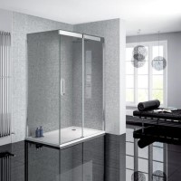 Sliding Door Shower Enclosure Right Hand 900 x 1400mm - 8mm Smoked Glass - Neptune Range