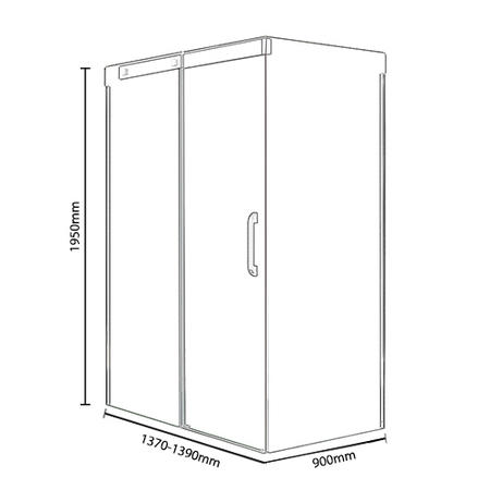 Sliding Door Shower Enclosure Right Hand 900 x 1400mm - 8mm Smoked Glass - Neptune Range