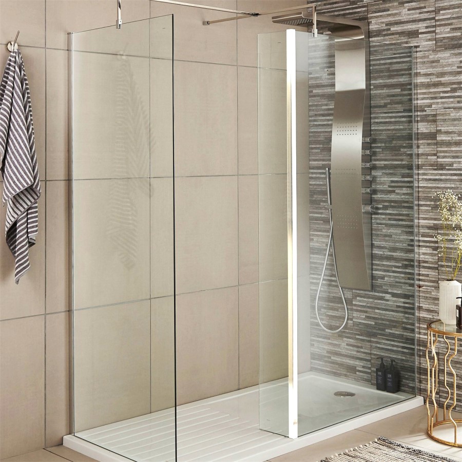 Walk In Glass  8mm Shower Screen - 1850 x 800mm with  250mm Return screen
