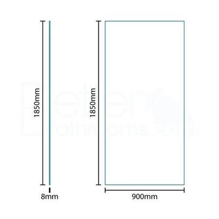 Reversible 1850 x 900 Wet Room Shower Screen