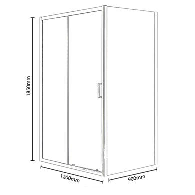 1200 x 900mm Sliding Door Enclosure - 4mm Glass - Vega