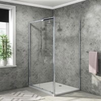 Sliding Door Enclosure 1200mm with Tray & Waste Rina Riser Rail Kit & Thermostatic Valve - Vega Range