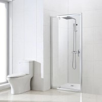 Vega 4mm 800 Pivot Shower Door with Silhouette Tray - Waste Included
